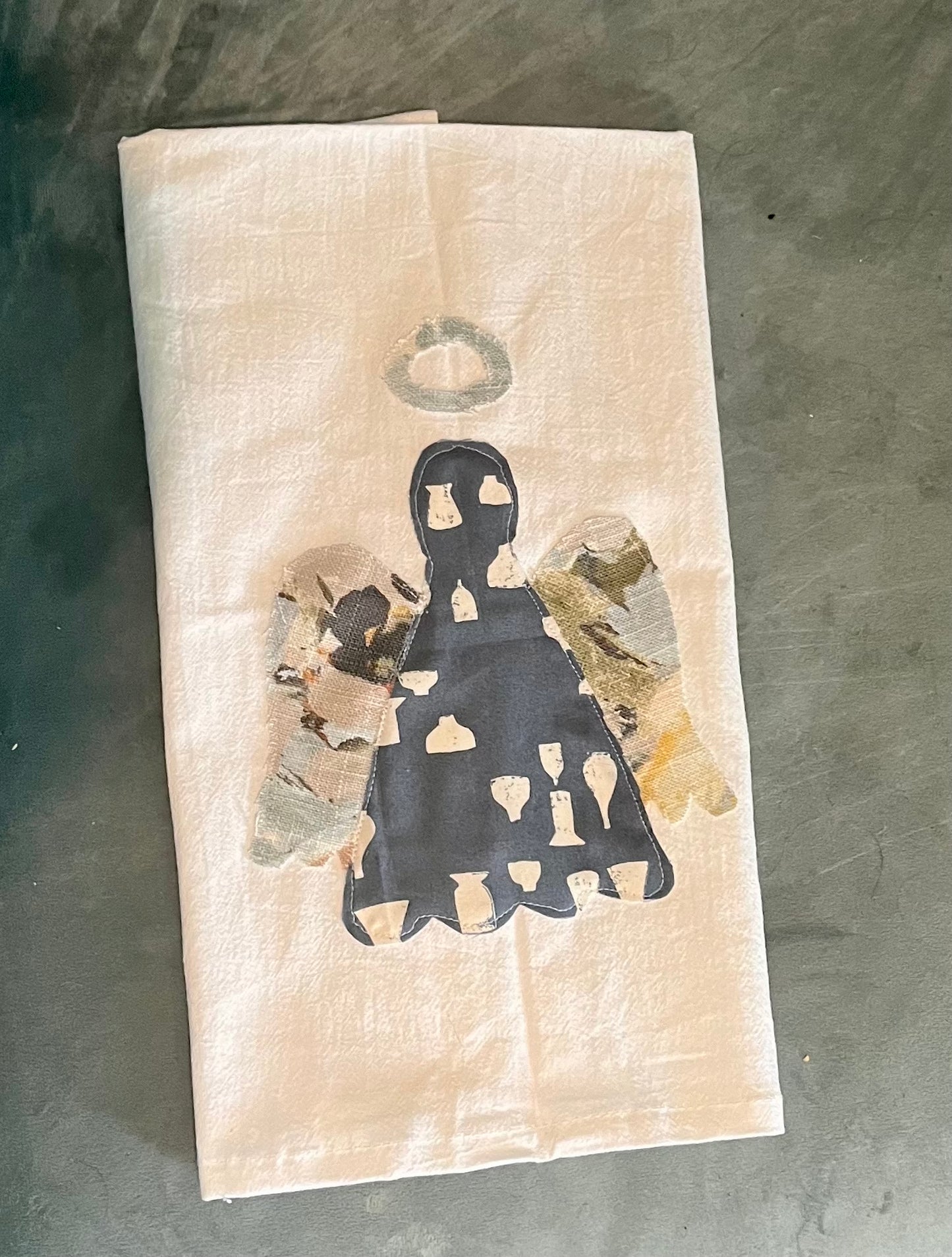 Blue Angel Appliqué Tea Towel