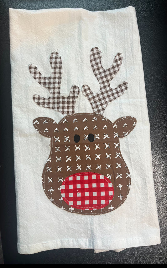 Rudolph Appliqué Tea Towel