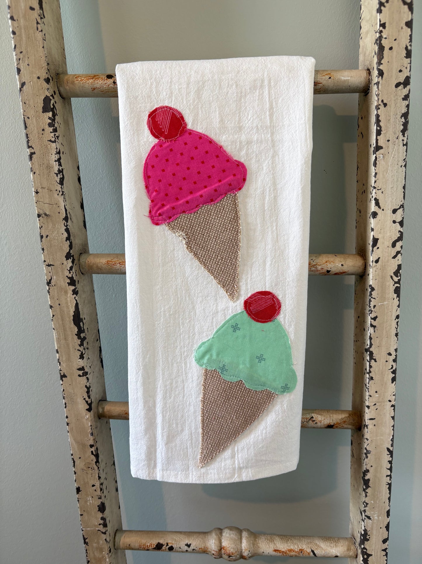 Ice Cream Appliqué Tea Towel