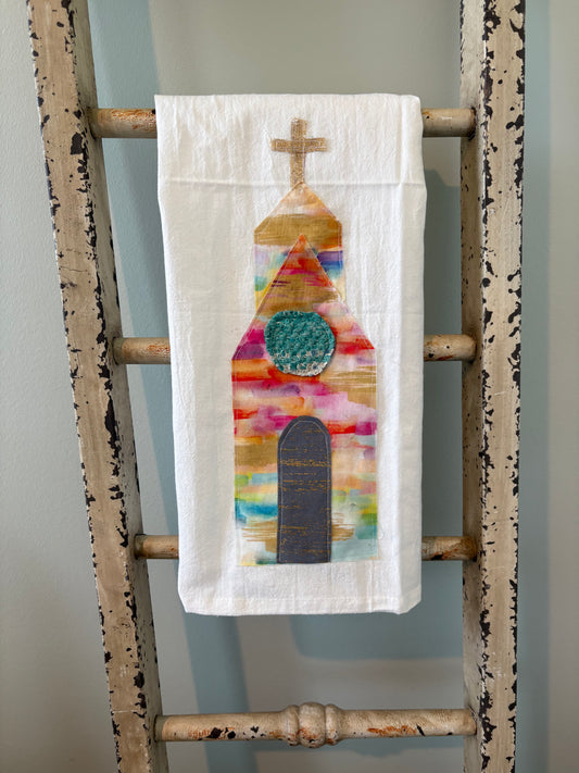 Watercolor Church Tea Towel