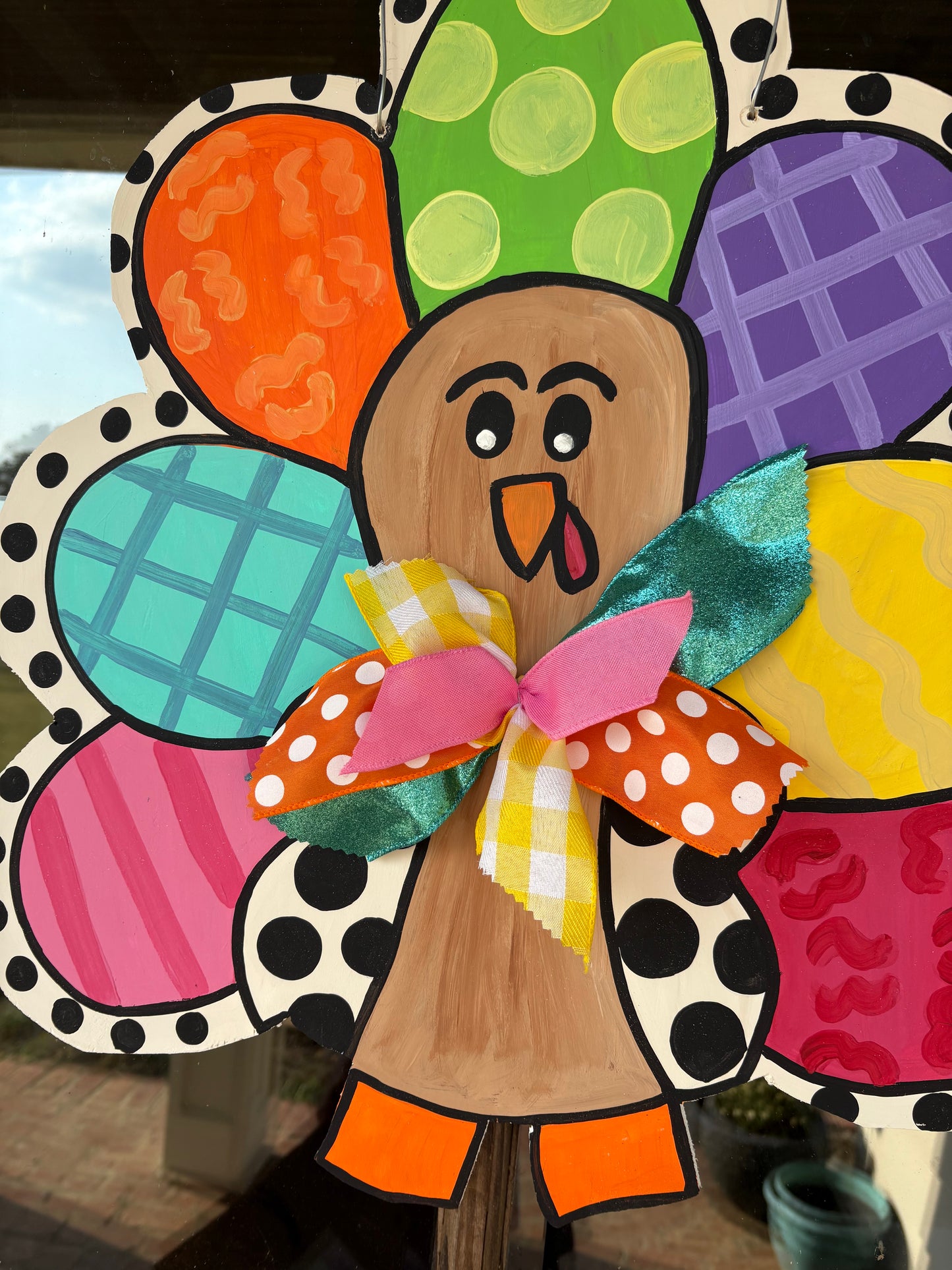 Bright Wooden Turkey Door Hanger