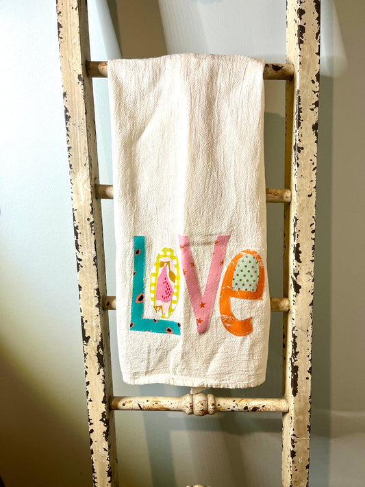 LOVE Appliqué Tea Towel