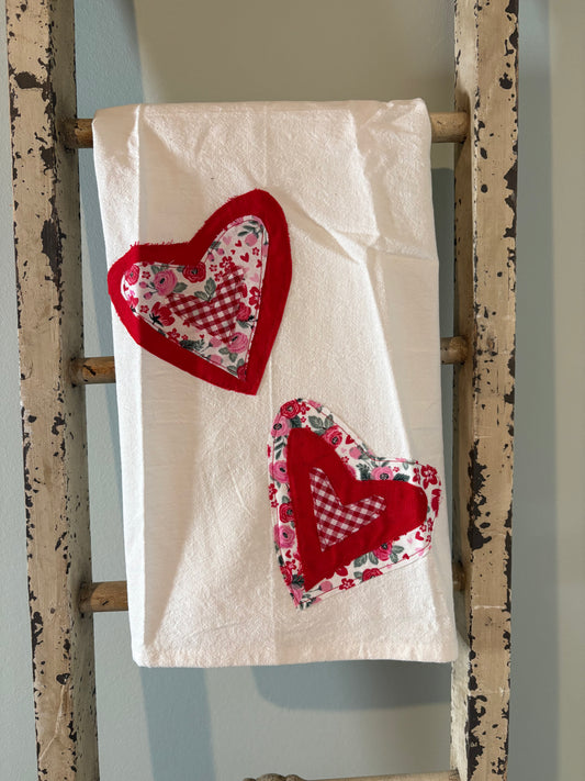 Stacked Heart Appliqué Tea Towel